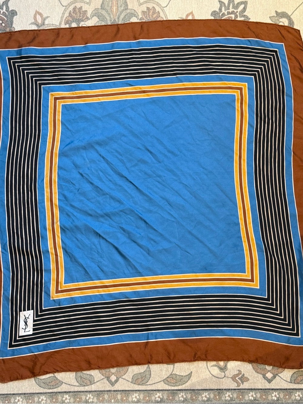 Yves Saint Laurent YSL Silk Scarf 70s 80s Vintage 33” Square Striped